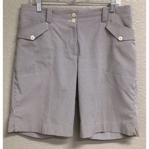 Nike Golf Shorts Size 12 Dri Fit Blue White Striped Bermuda Women's Lightweight